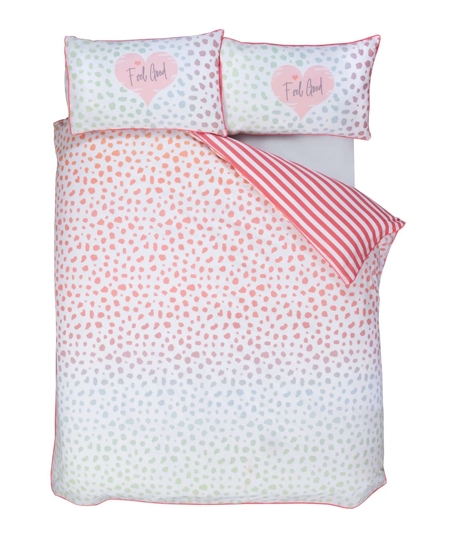 Rapport Home Dalmation Polycotton Reversible Duvet Cover Set with Pillowcase in Dusty Pink 3