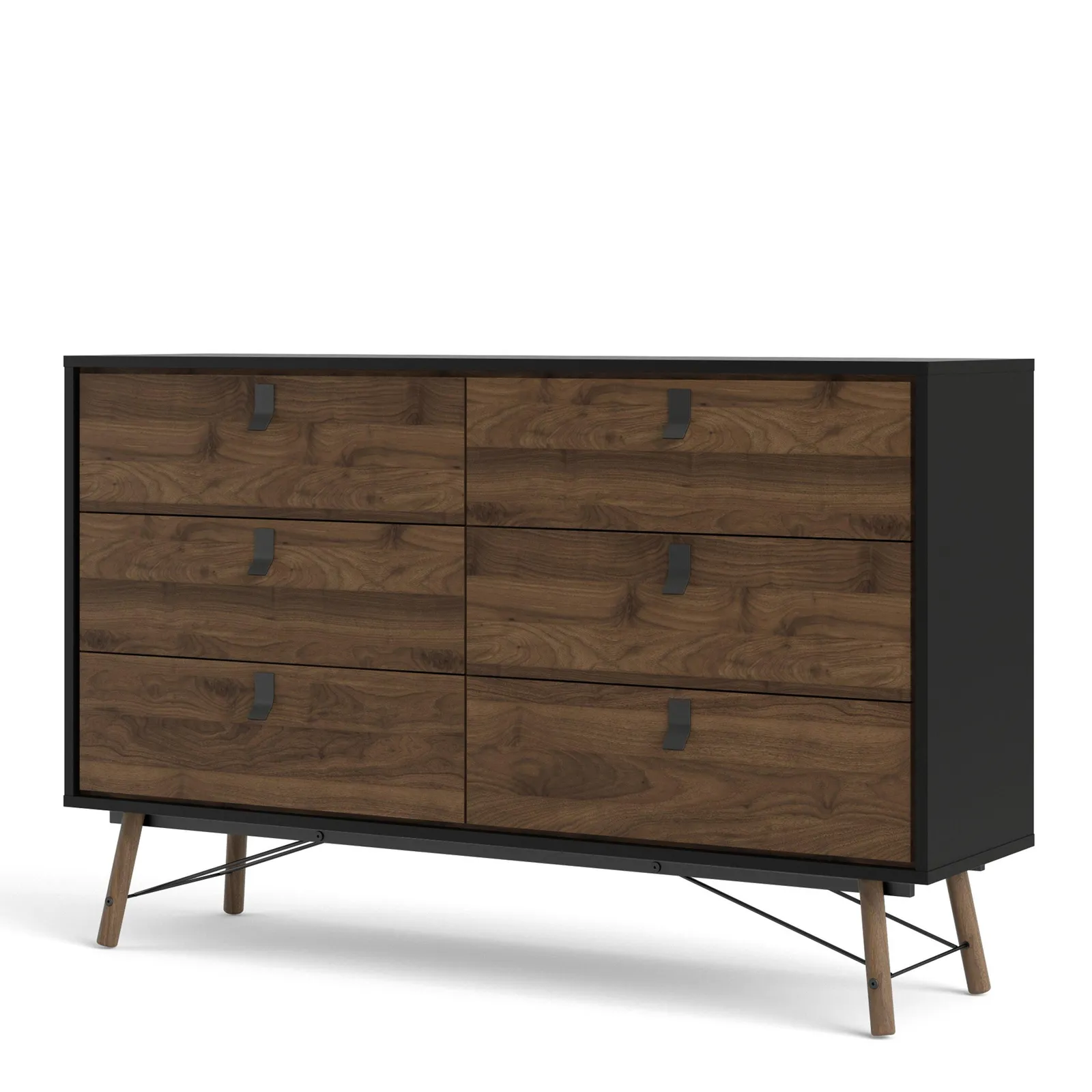 Furniture To Go Ry Wide Double Chest of Drawers 6 Drawers in Black 3