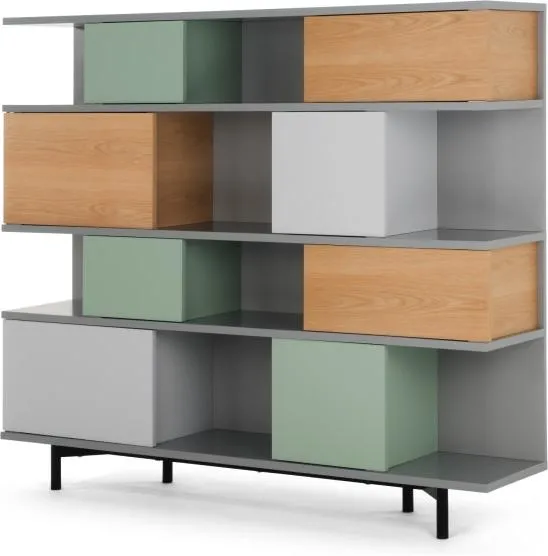 Fowler Large Shelving Unit, Multicolour Oak