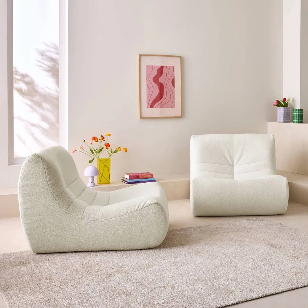 sweeek Pair of 1-seater armchairs in boucle fabric in White 4