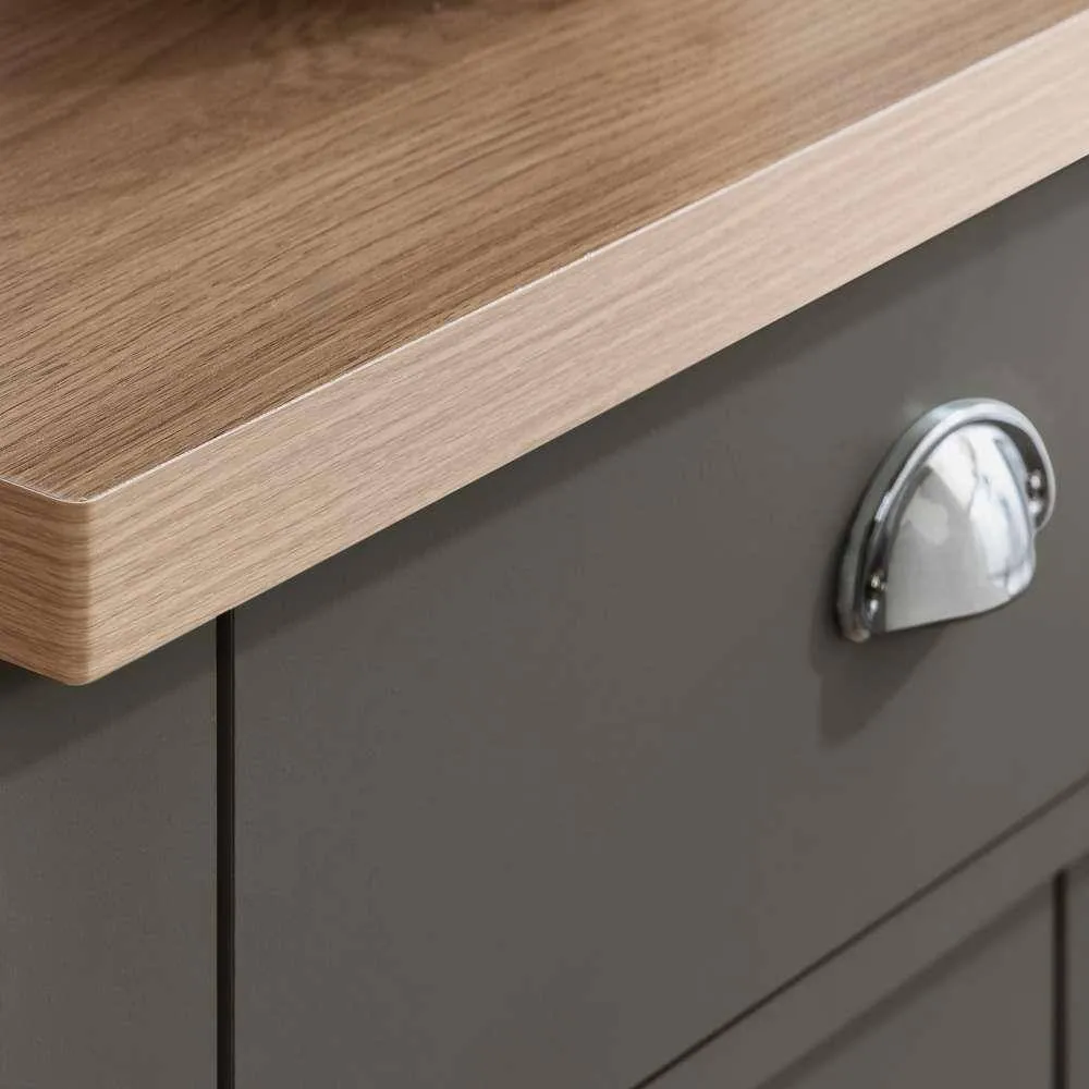 Birlea Pair of Bedside Cabinet Highgate 2 Drawer Chest Farmhouse Style Grey in Dark Grey 3