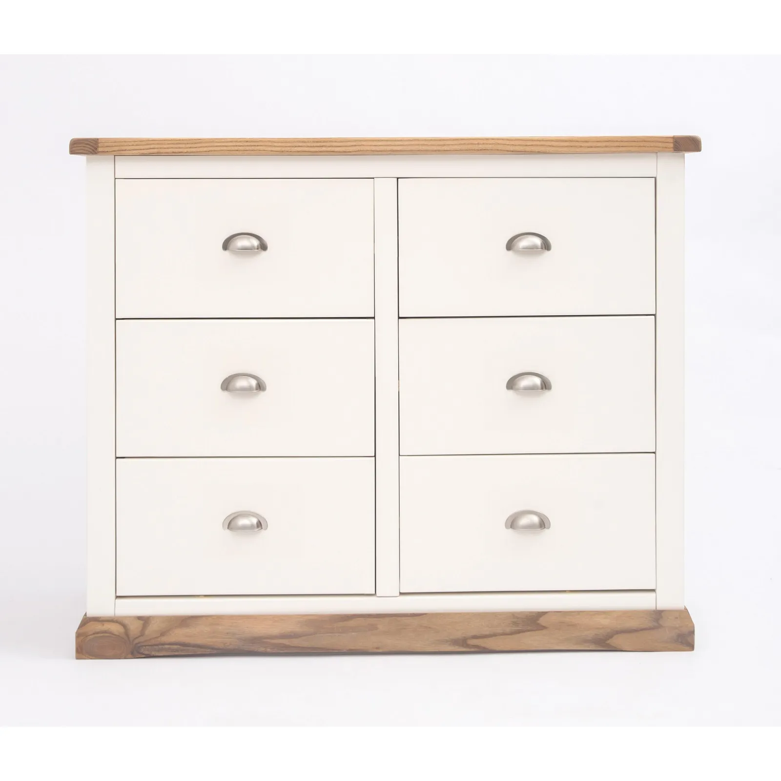 Cabinet Bits Tropea 6 Drawer Chest of Drawers Chrome Cup Handle in Off-White