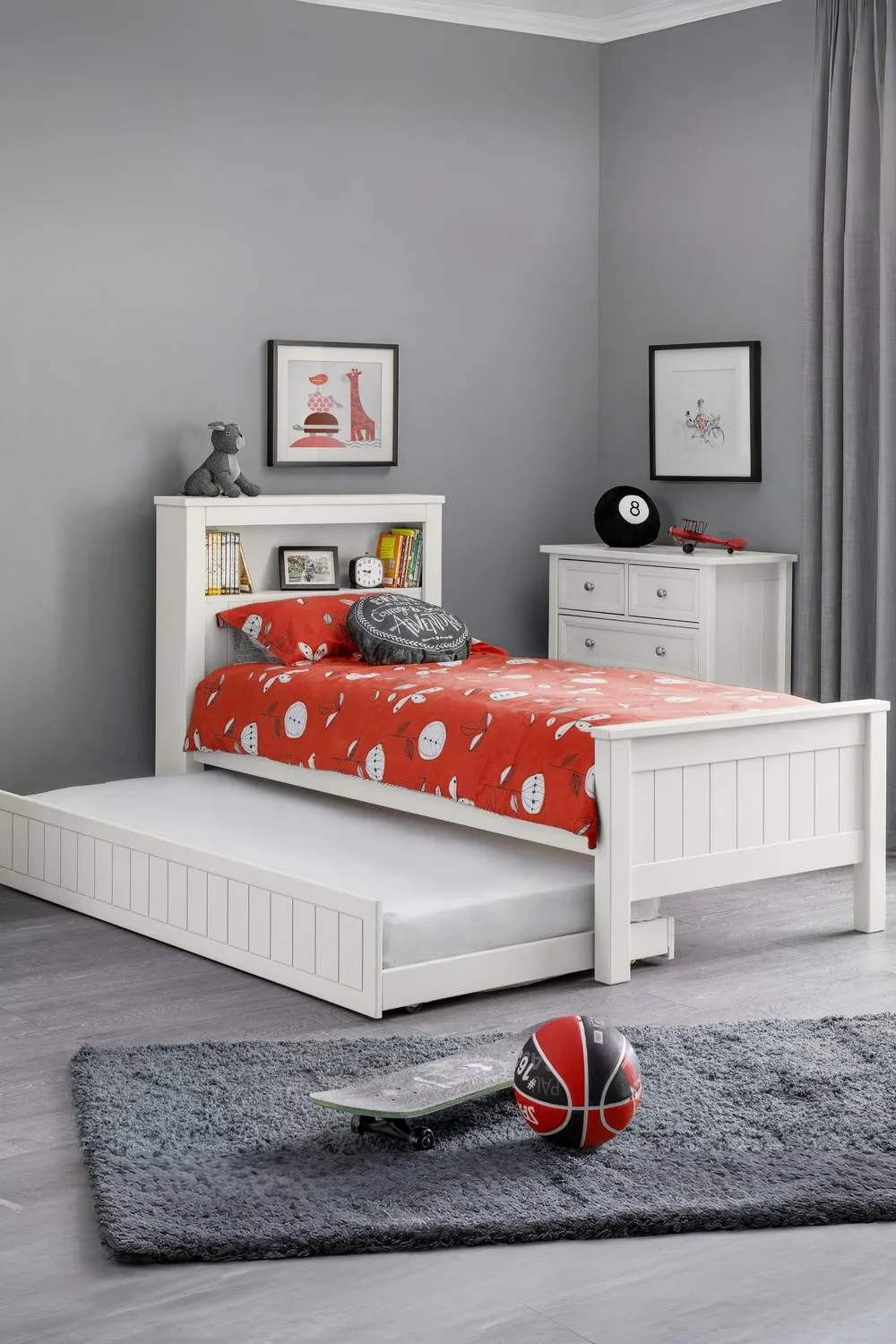 Julian Bowen Maine Bookcase Bed with Underbed Trundle in White 1
