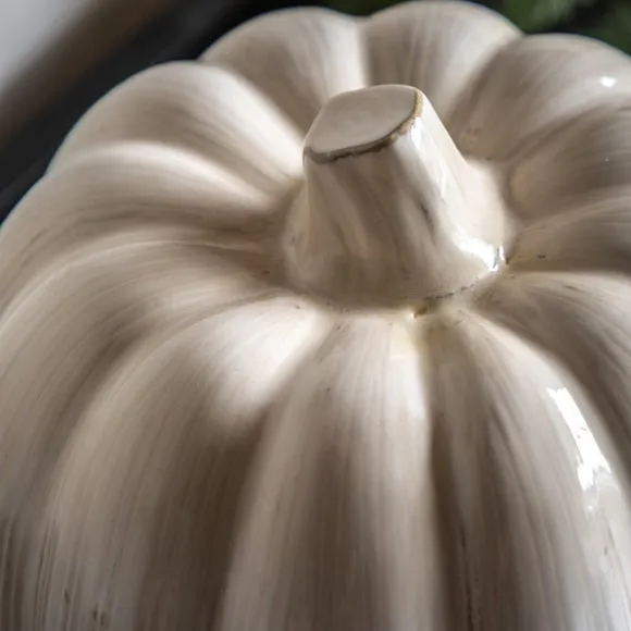Cedar & Sage Natural Ceramic Pumpkin Ornament 2