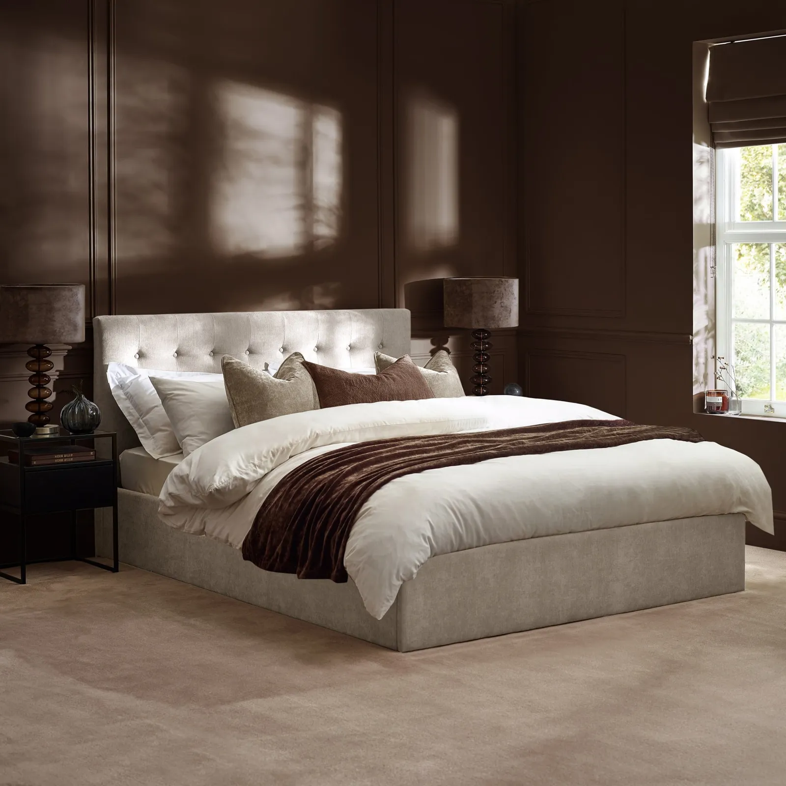 Peggy - Double - Ottoman Storage Bed - Natural - Fabric - 4ft6