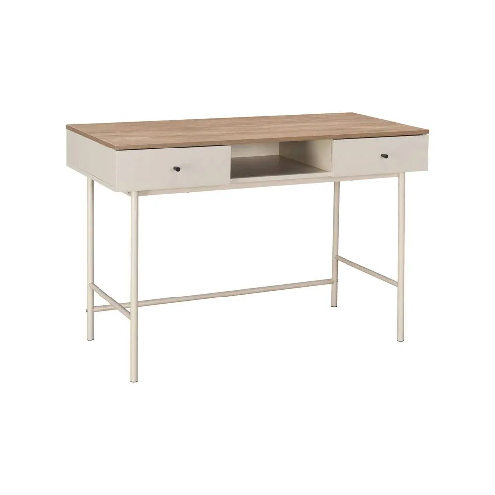 sweeek Wood decor & iron desk with 2 drawers & 1 compartment in Beige 2
