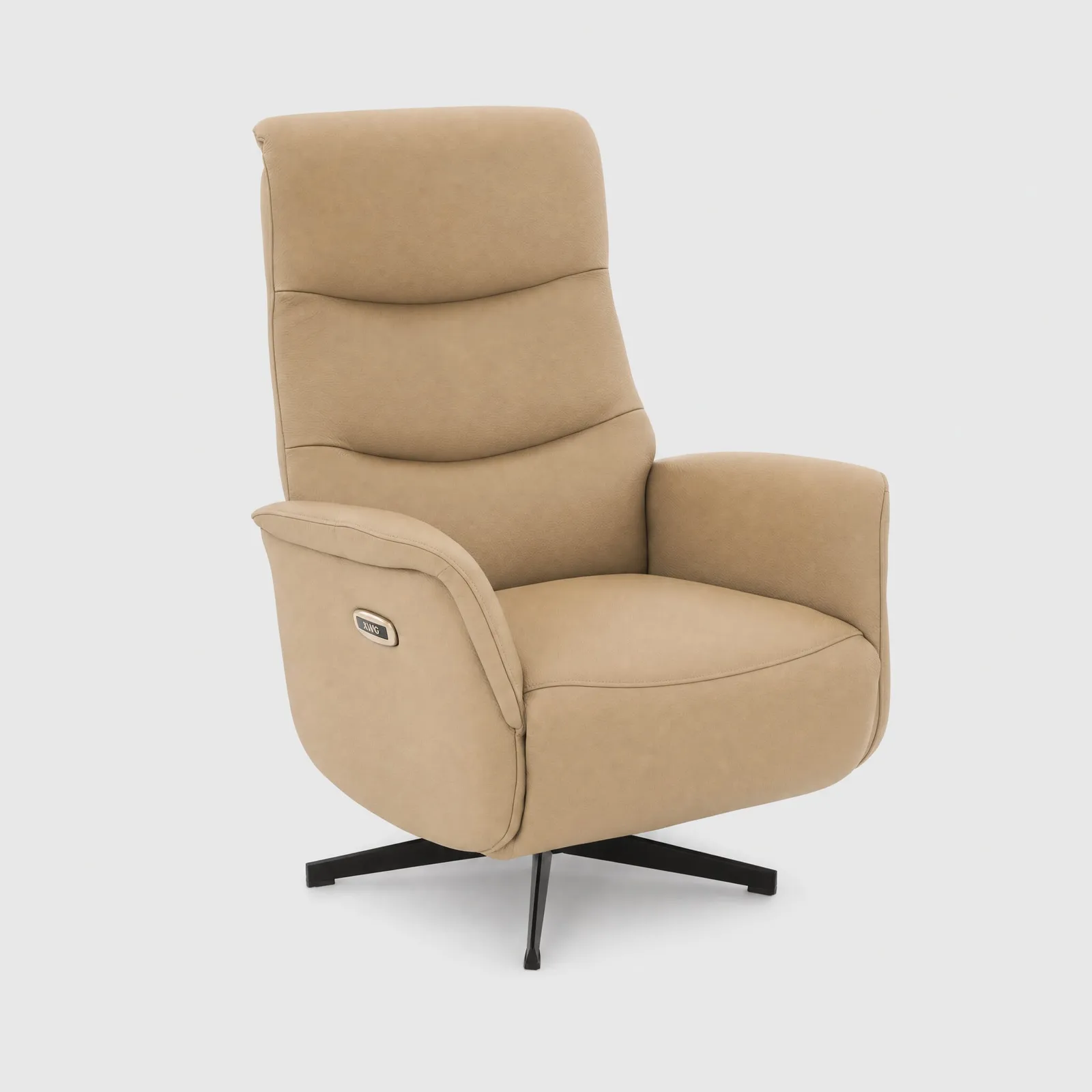 Uxbridge Electric Recliner Chair With Battery, Neutral Leather | Barker & Stonehouse 1