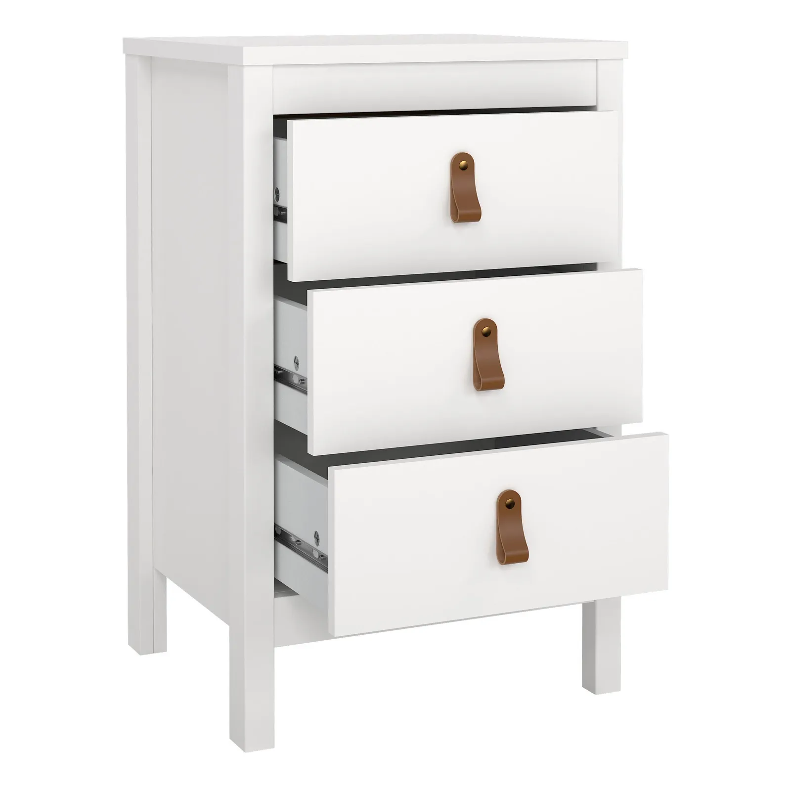 Furniture To Go Barcelona Bedside Table 3 Drawers in White 6