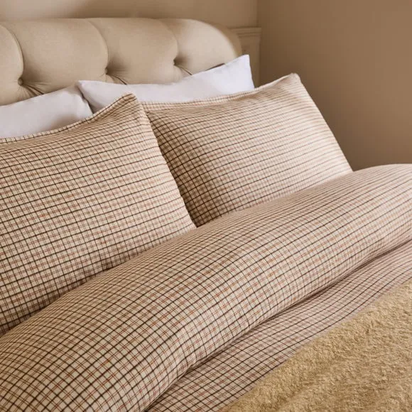 Woven Check Organic 100% Brushed Cotton Duvet Cover & Pillowcase Set 5