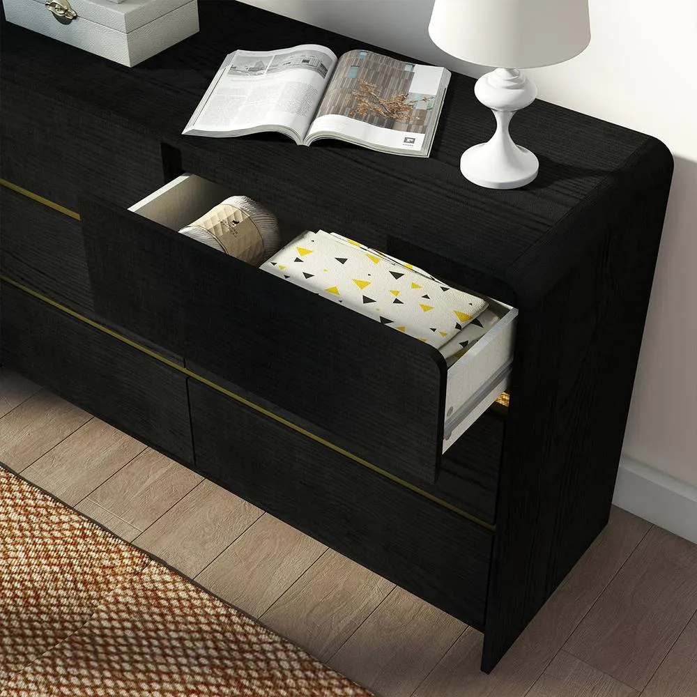 Melody Maison Black 6 Drawer Chest Of Drawers - Meridian Black Range 3