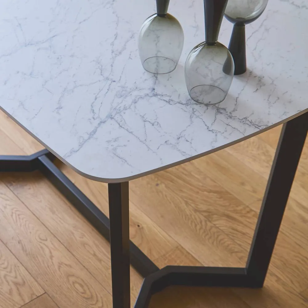 sweeek Marble-effect dining table, metal legs, seats 4 to 6 in White 4