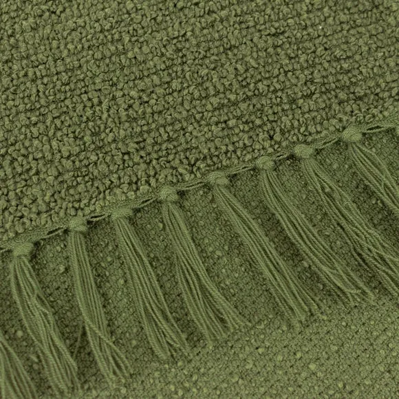 Yard Candar Textured Boucle Throw Khaki, Green 2