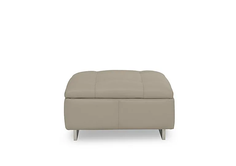 Moet Large Leather Standard Footstool - Oyster