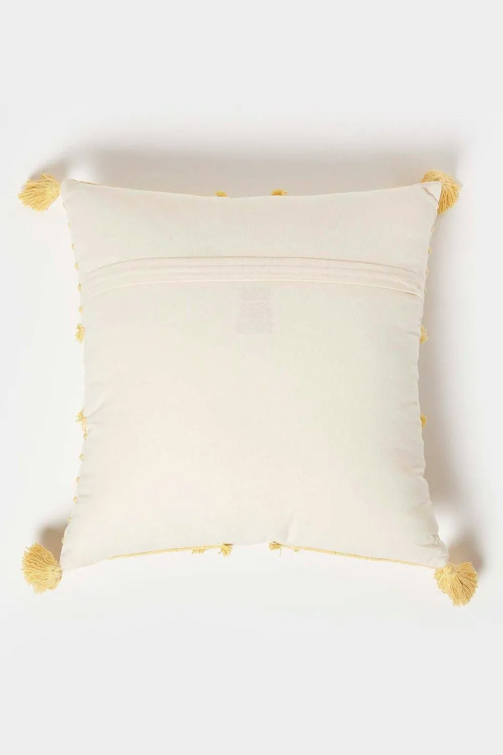 Homescapes Yellow Geometric Tassel Cotton Cushion 3