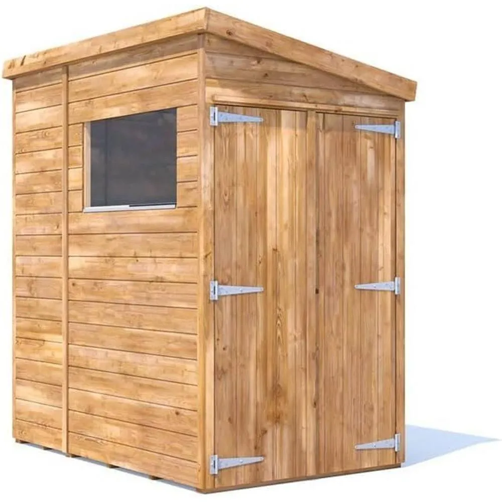Dunster House Garden Shed 1.2 x 1.8m (4' x 6') 15mm Pent Window - Overlord Modular in Brown