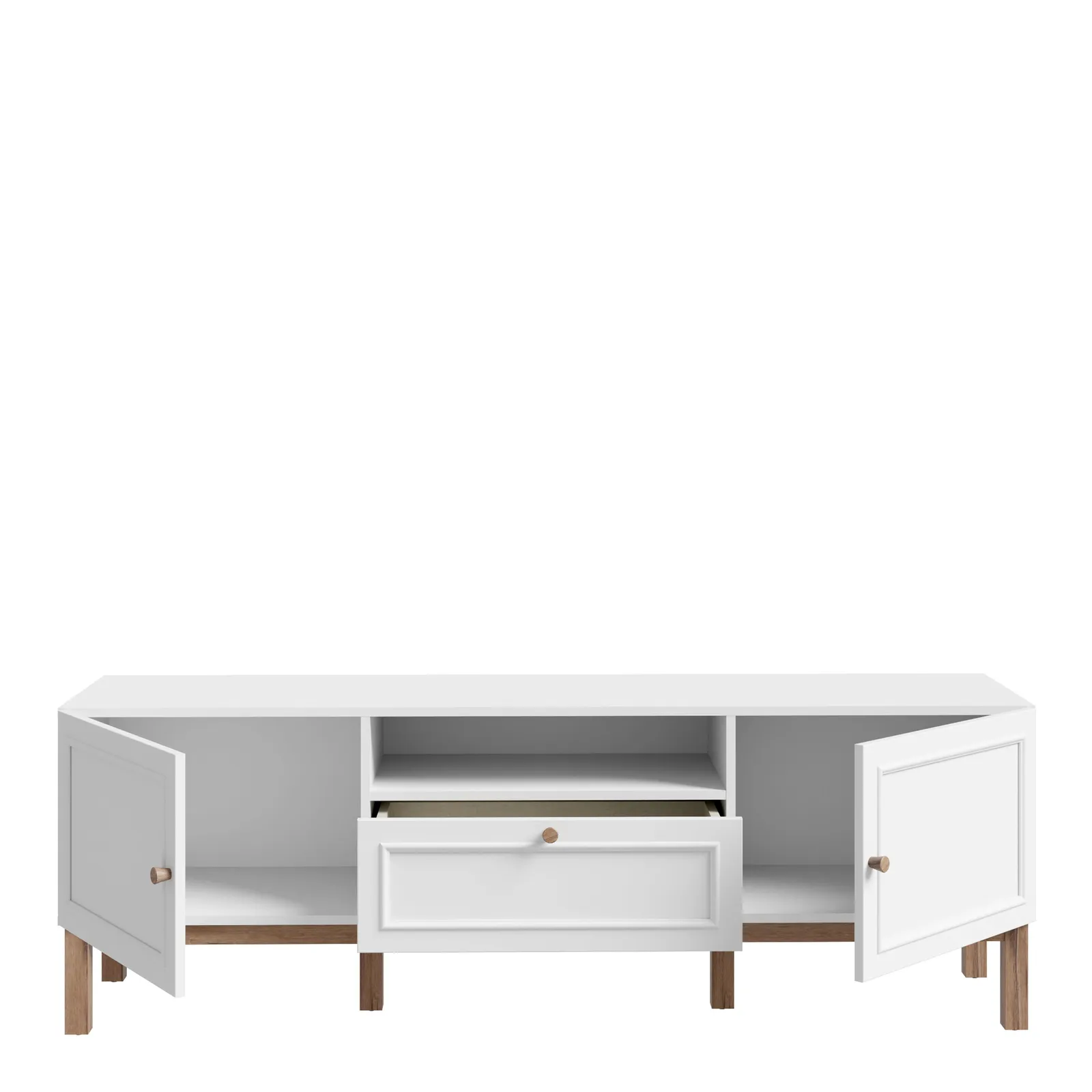 Furniture To Go Wensley 2 Door 1 Drawer TV Unit in Light Grey & Oak 4