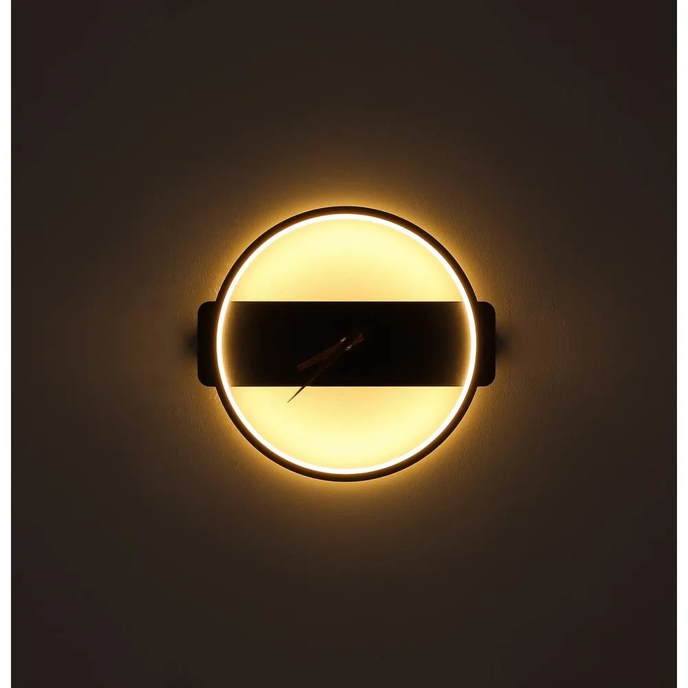 Netlighting Sussy Clear Integrated LED Wall Lamp Matt Black LED 3000K Clock 5