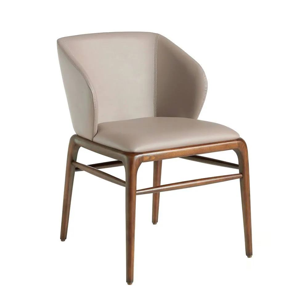 Angel Cerda Dark Mink Leatherette Dining Chair Walnut-Coloured in Beige