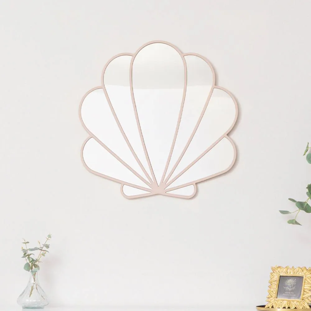 Melody Maison Large Pink Shell Shaped Wall Mounted Mirror - 60cm X 60cm