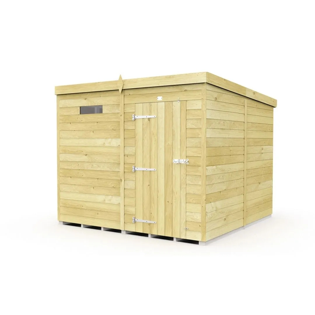 Buttercup Farm 7 x 8 Feet Pent Security Shed - Single Door - L231 x W214 x H201 cm in Brown