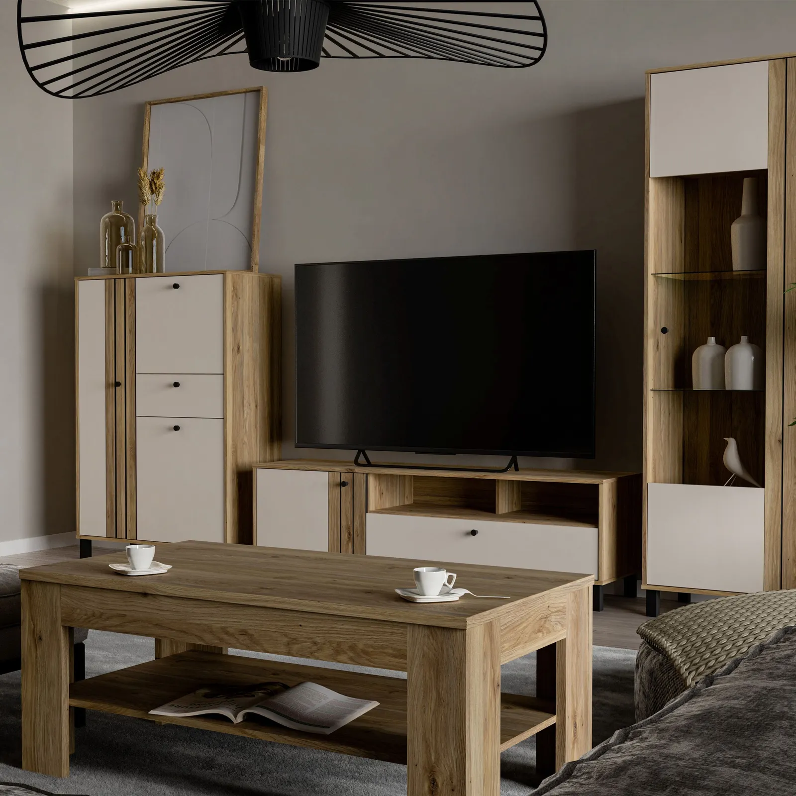 Furniture To Go Grafton TV Unit n Cream & Oak 6