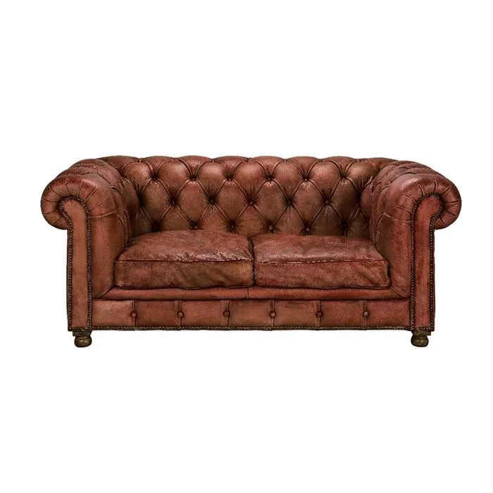 Timothy Oulton Westminster Feather 2 Seater Sofa, Vegabond Red Leather