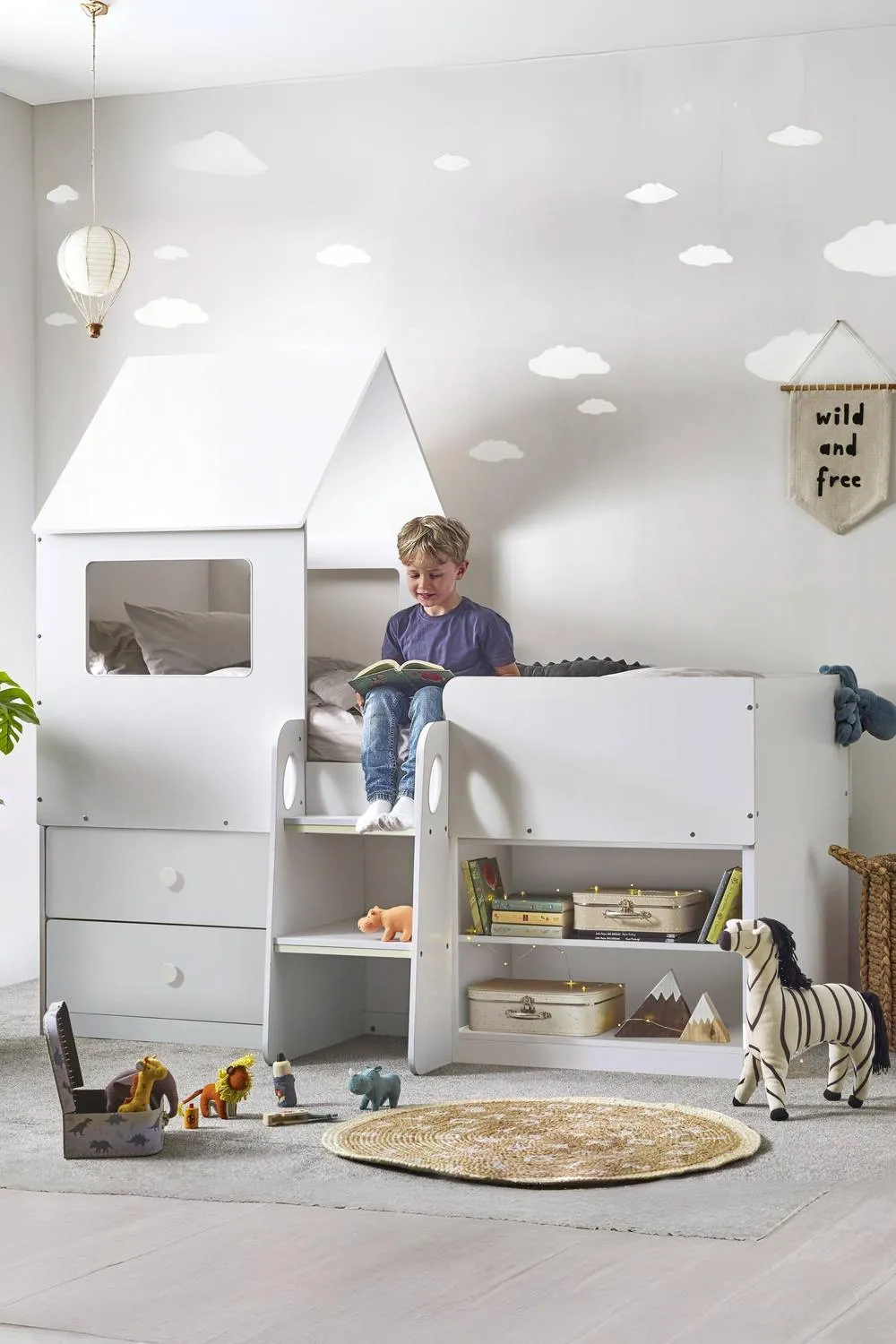 Julian Bowen Orpheus Treehouse Midsleeper Cabin Bed in White 2