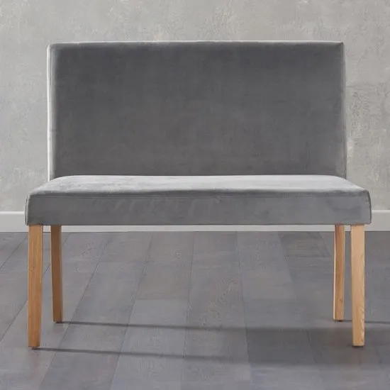 Miram Small Plush Grey Sof Fabric Dining Bench With Back