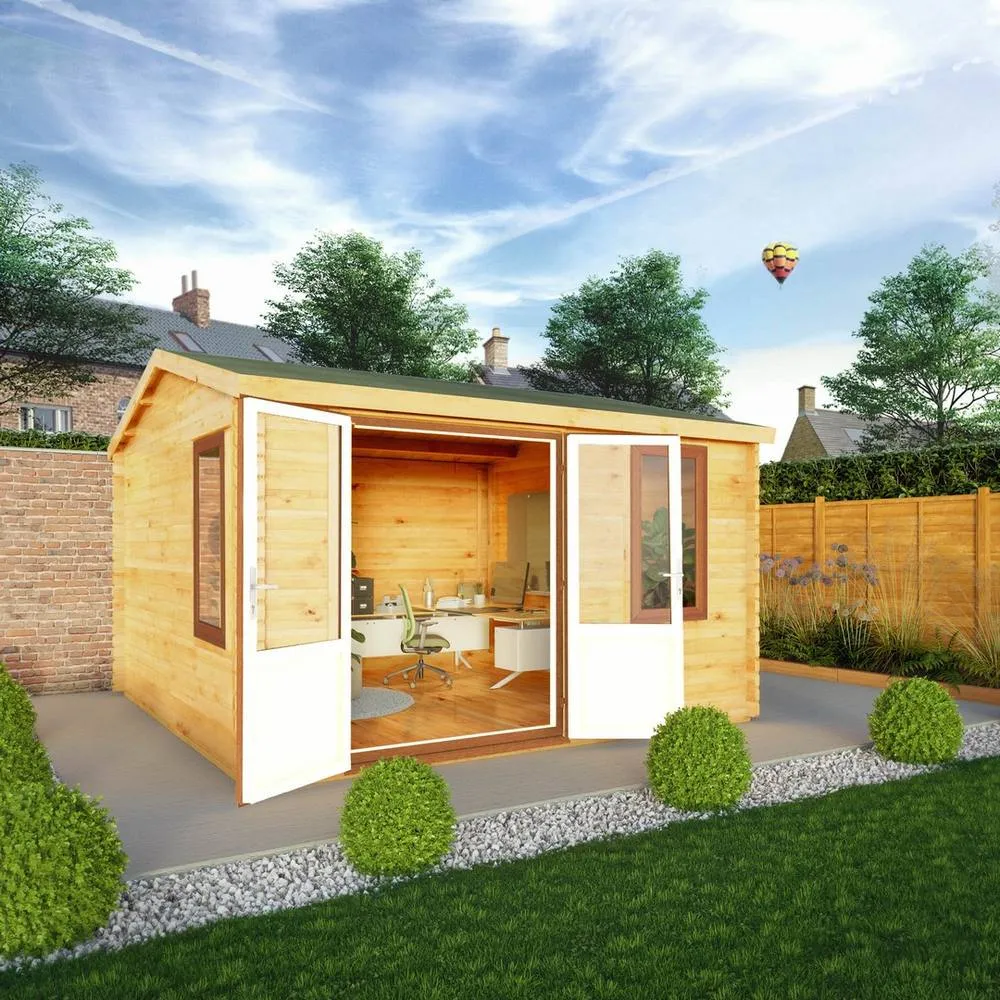 Mercia 4 x 4 m Home Office Elite Log Cabin with Oak UPVC Windows & Doors in Brown 6
