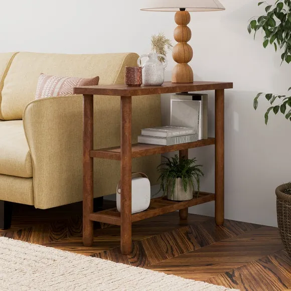 Khari Sofa Side Table, Midtone Mango Wood