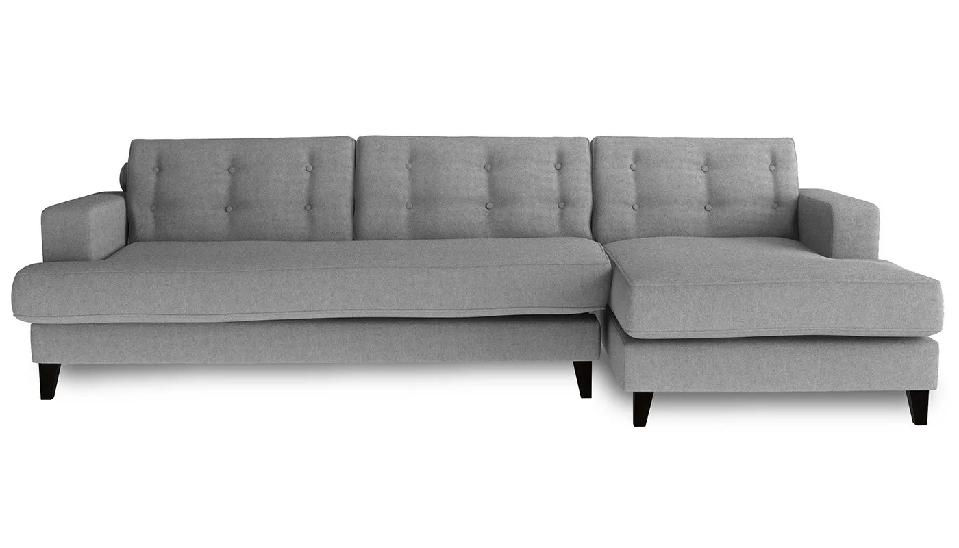 Heal's Mistral Right Hand Facing Corner Sofa Cotton Pewter Black Feet