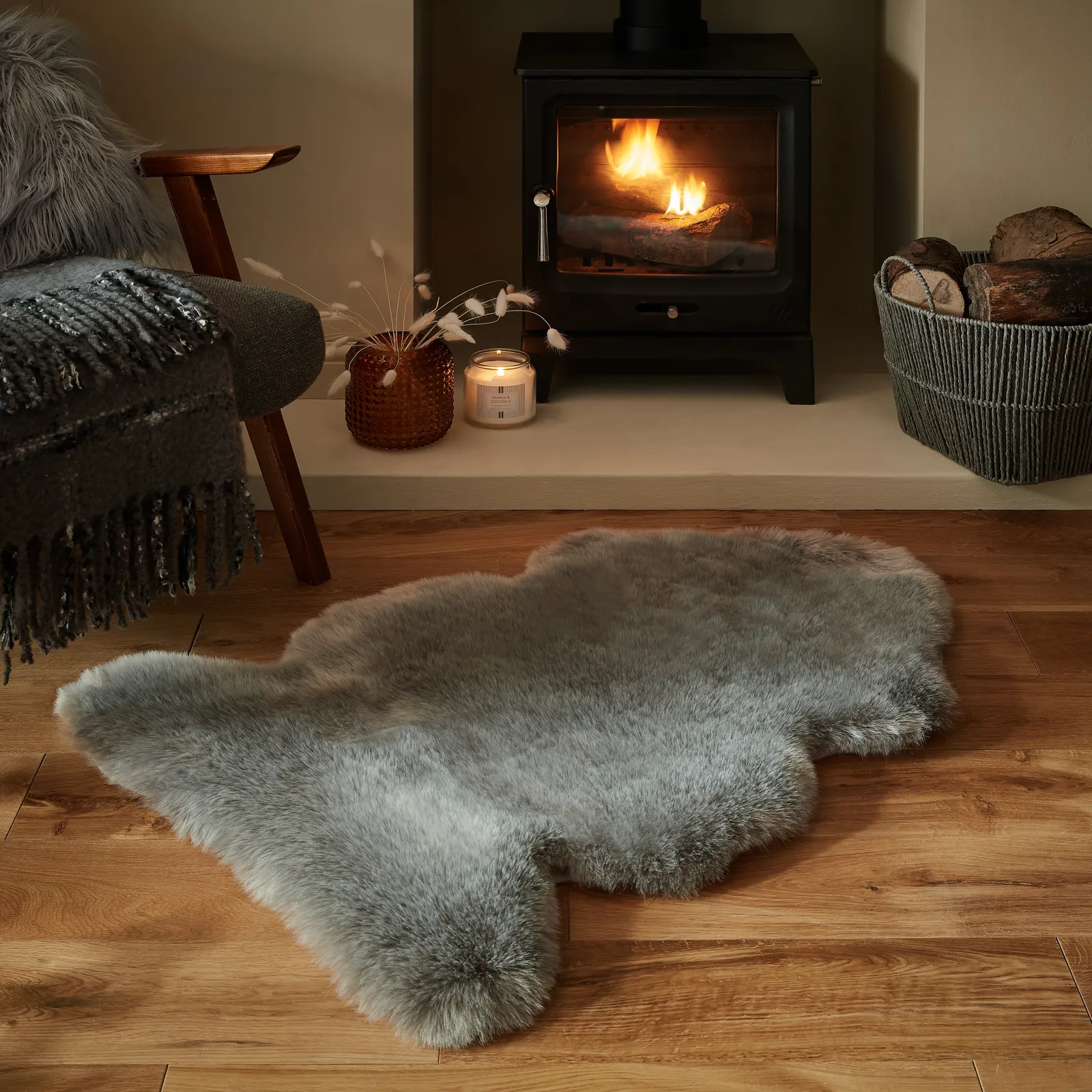 Luxury Faux Fur Pelt Rug Luxury Faux Fur Pelt Grey