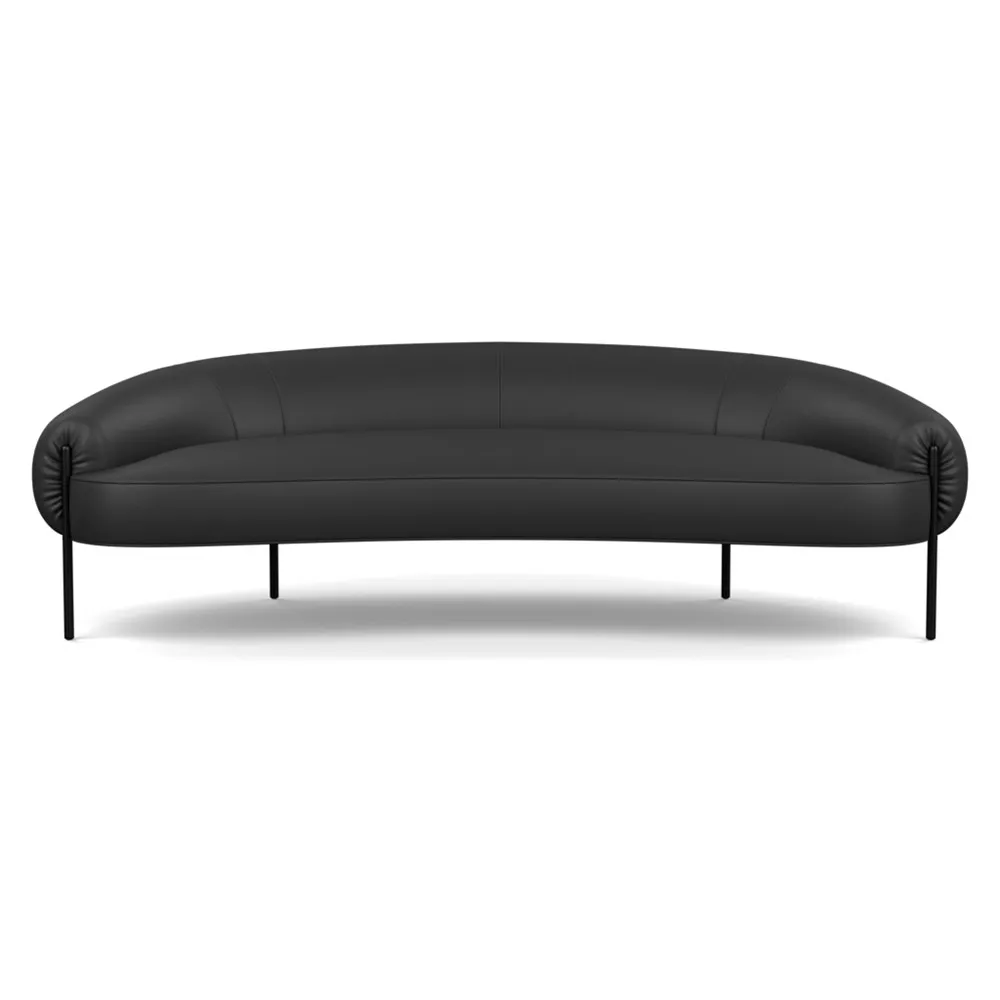 Heal's Isola 3 Seater Sofa Leather Hide Graphite 7181 Black Feet