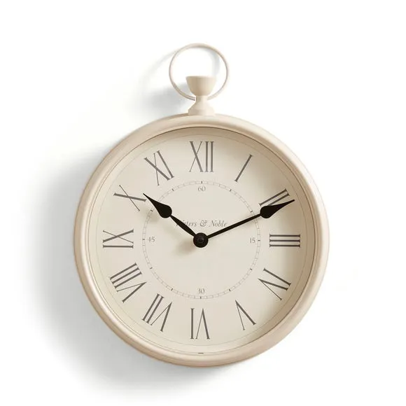 Cream Vintage Pocket Watch Indoor Outdoor Wall Clock 4