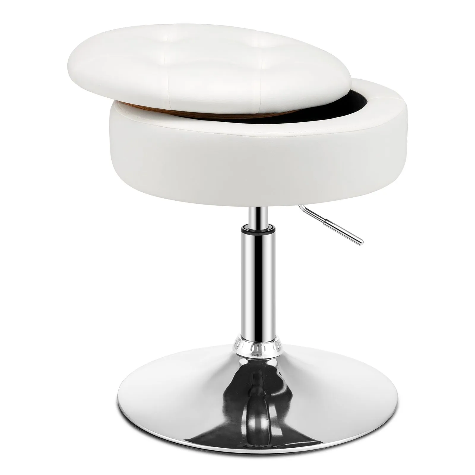 Costway Tufted Vanity Stool Footrest Accent Storage Ottoman with Reversible Lid in White 2