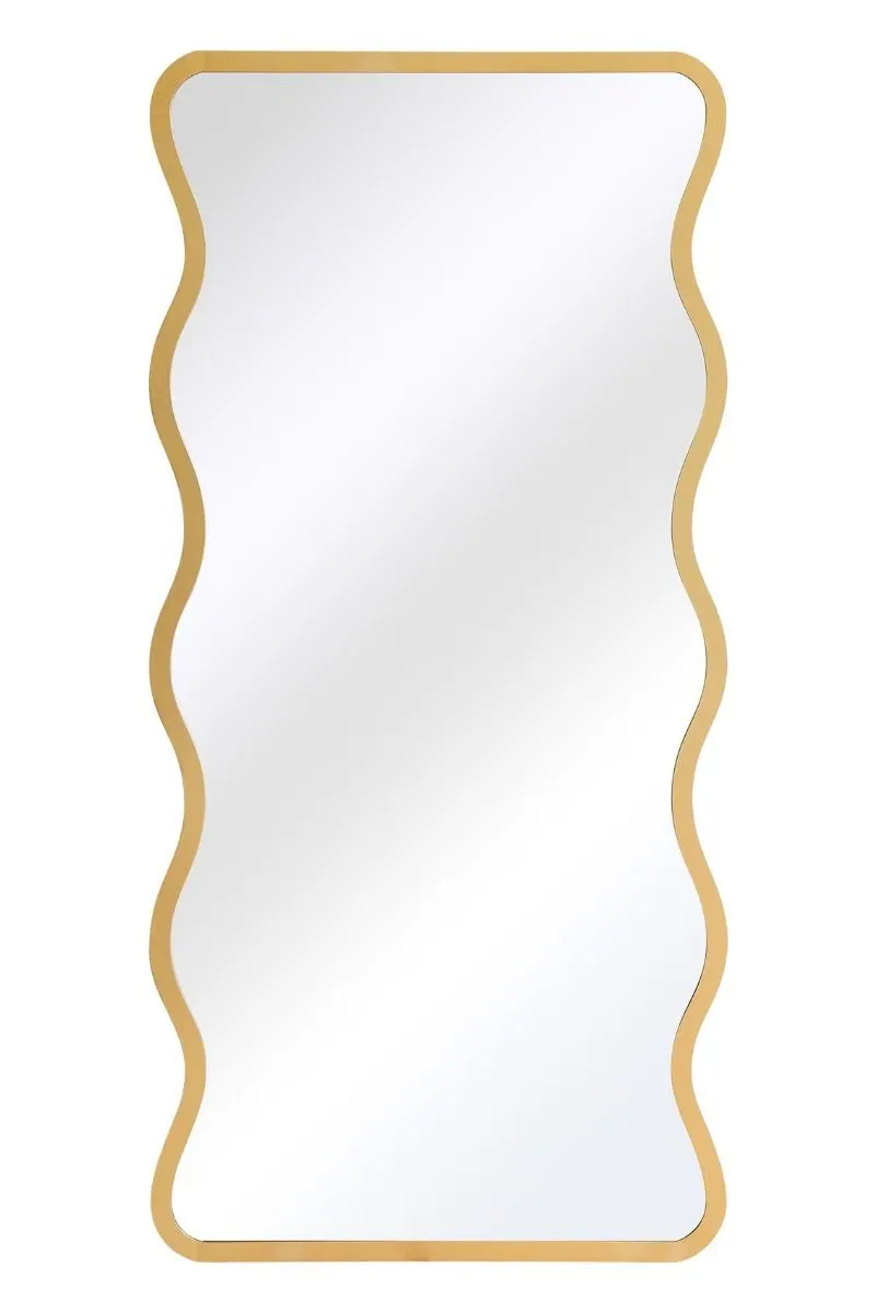 MirrorOutlet Gold Metal Rectangular Wavy Framed Wall Mirror (170CM X 80CM) 5