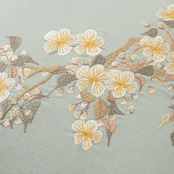 Embroidered Sparrow Cotton Square Cushion 2