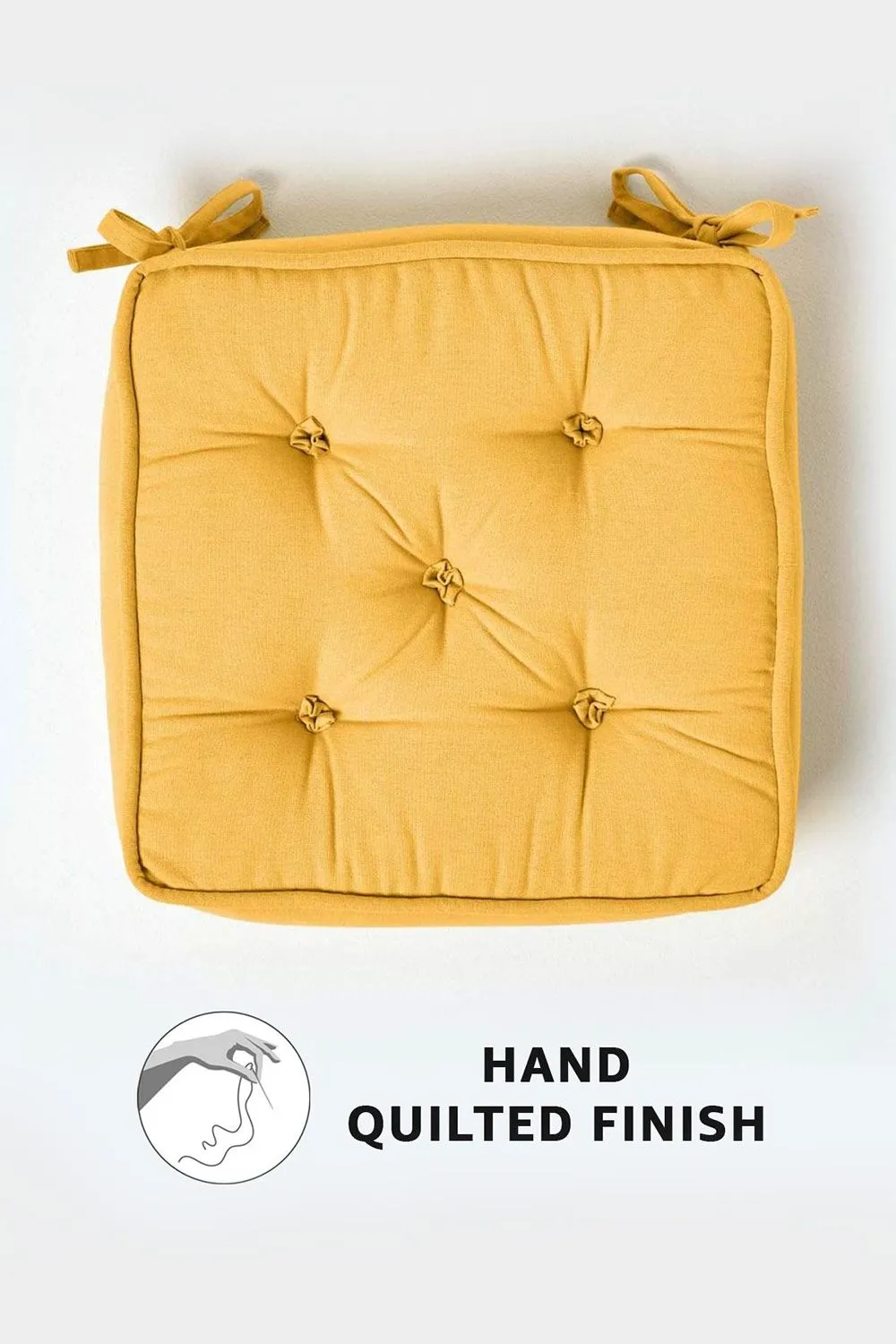 Homescapes Cotton Dining Chair Booster Cushion in Mustard 4