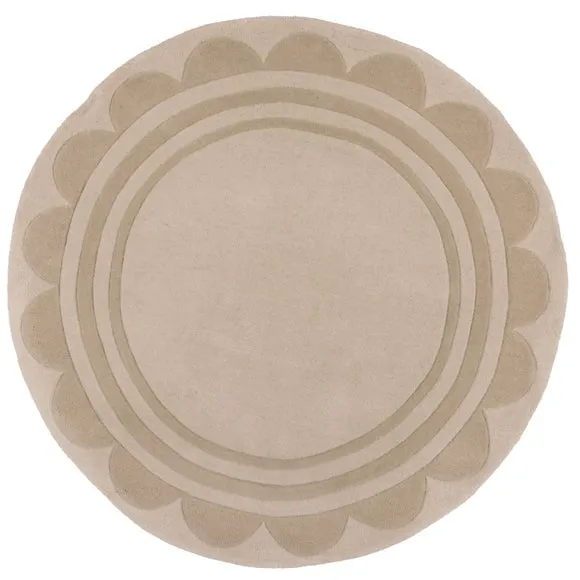 Lois Scallop Border Wool Circle Rug 5