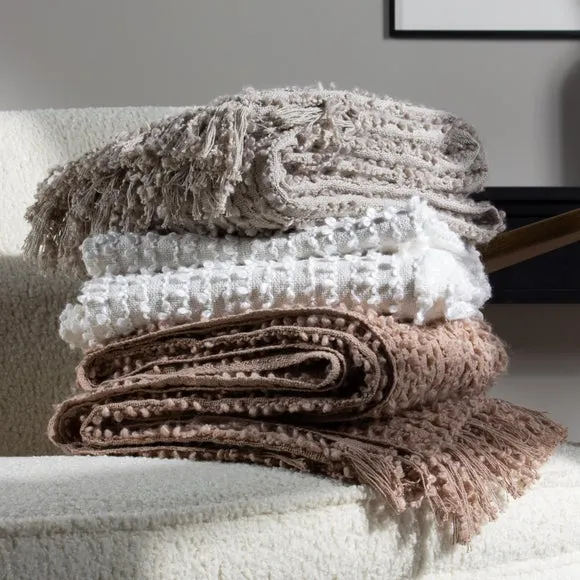 Arvo Boucle Polycotton Yarn Throw Blanket 130cm x 180cm 4