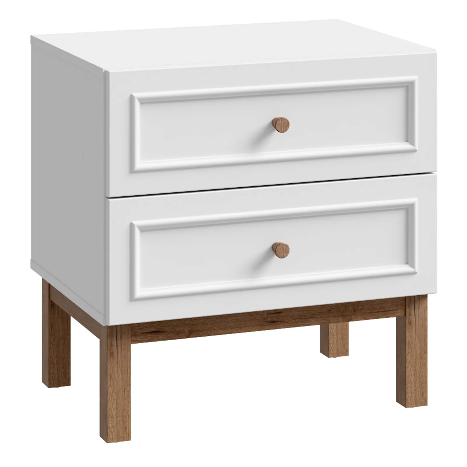 Furniture To Go Wensley 2 Drawer Bedside Chest in Light Grey & Oak