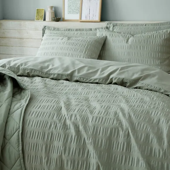 Aria Seersucker 100% Cotton Duvet Cover & Pillowcase Set 5