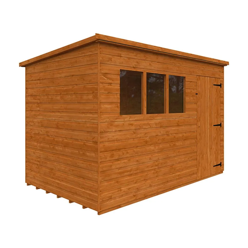 Buttercup Farm 10 x 6 Feet Super Pent 12mm Shed - Solid Wood/Softwood/Pine in Burnt Orange