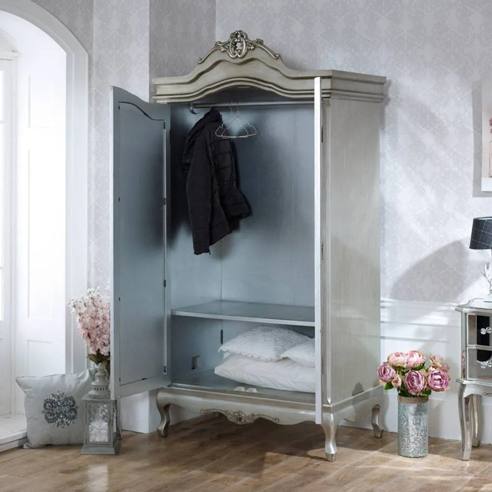Melody Maison Mirrored Wardrobe & Chest Of Drawers - Tiffany Range in Silver 4