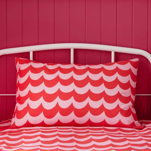 Pink Scallop Polycotton Duvet Cover & Pillowcase Set 2