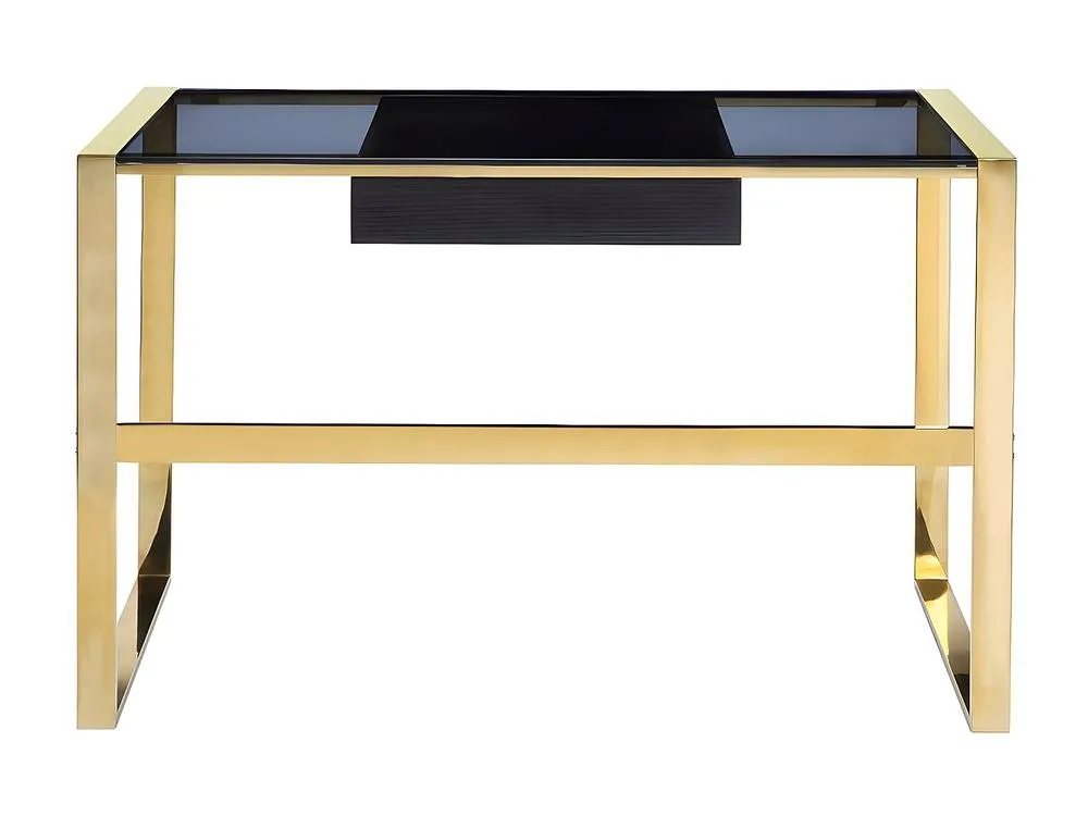 Vente-unique Desk With 1 Drawer - Toughened Glass & Steel - Black & Gold - SALI 6