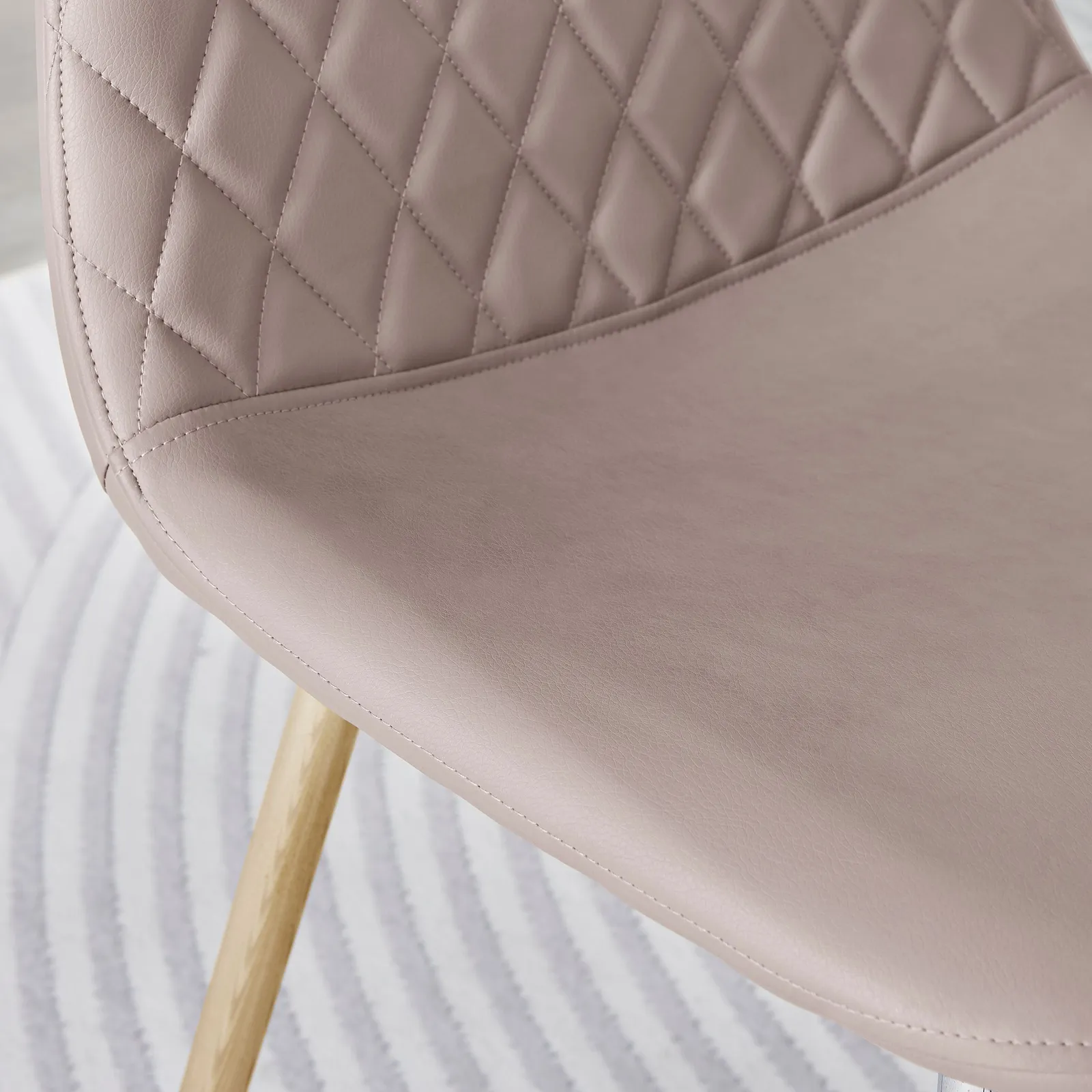 FurnitureboxUK 2x Corona Gold Leg Faux Leather Dining Chair in Beige 6