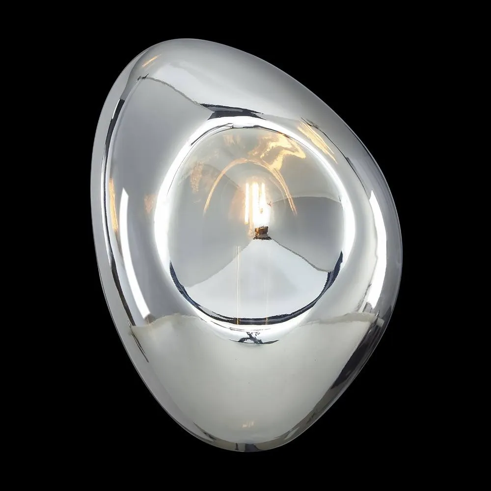 Netlighting Mabell Modern Wall Lamp Chrome Glass Shade in Grey 2