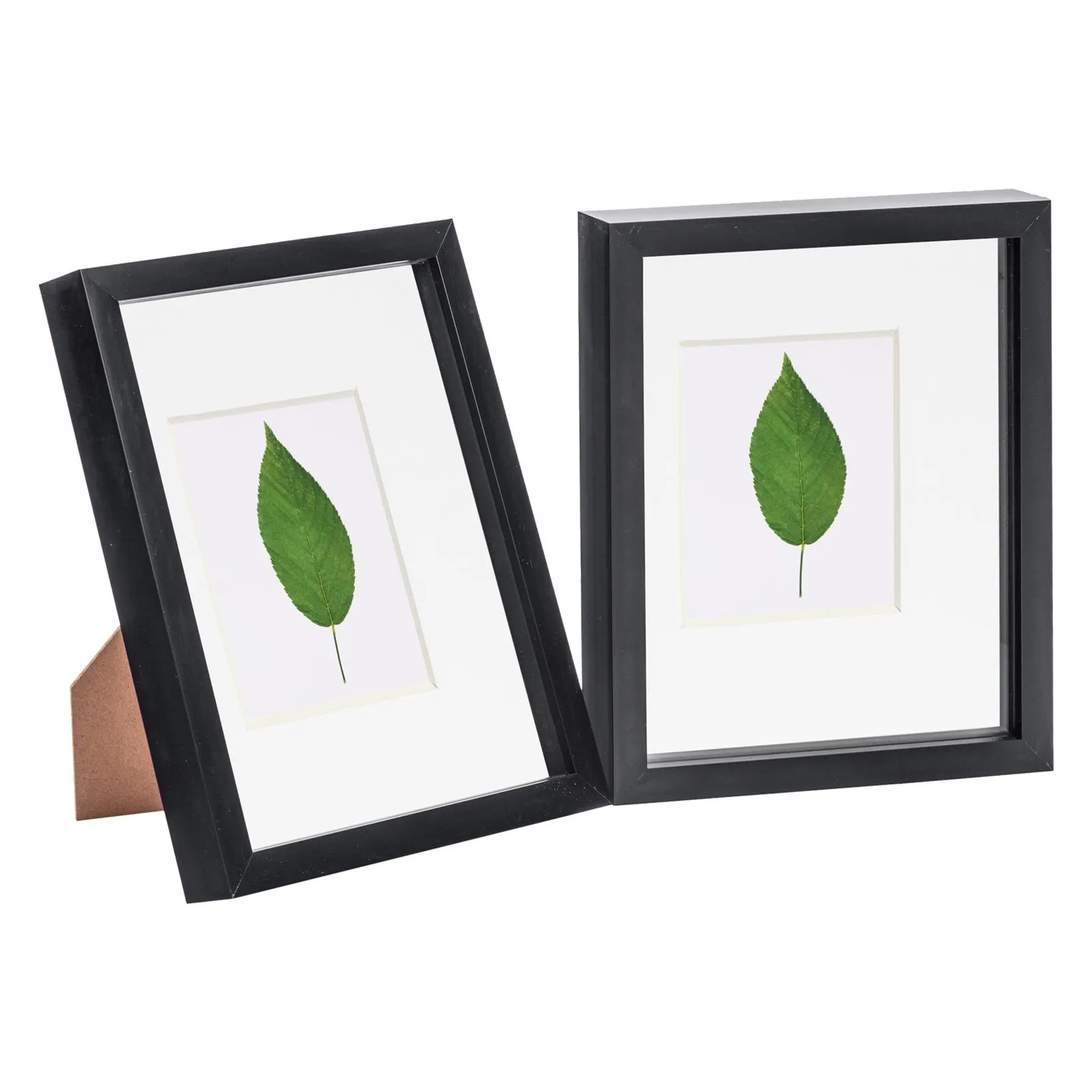 Nicola Spring 3D Box Photo Frames - 8 x 10" with 4 x 6" Mount - Ivory Mount - Pack of 2 in Black