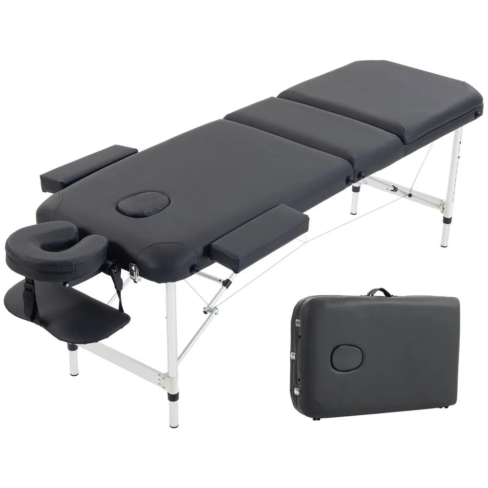 HOMCOM Portable Massage Table Beauty Therapy Sofa Bed Spa Aluminium Black
